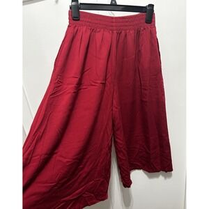 Hang Ten Red Wide Leg Cropped Pants Elastic Waist Made in USA Size M